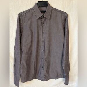 Prada Classic Button‎ Front Striped Dress Shirt Men's 100% Cotton 16